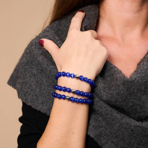 Midnight Watch | .925 Sterling Silver | Cheshire Glass Bracelet